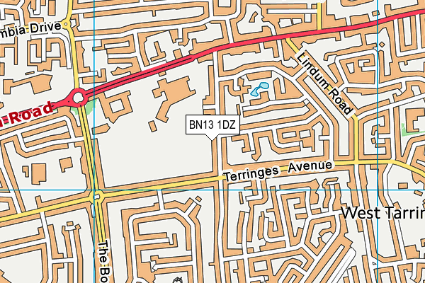 BN13 1DZ map - OS VectorMap District (Ordnance Survey)