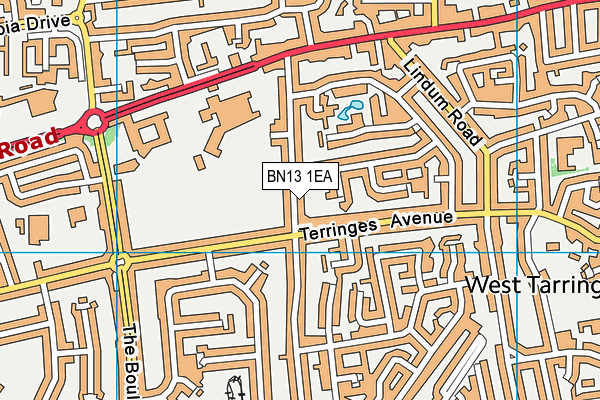 BN13 1EA map - OS VectorMap District (Ordnance Survey)