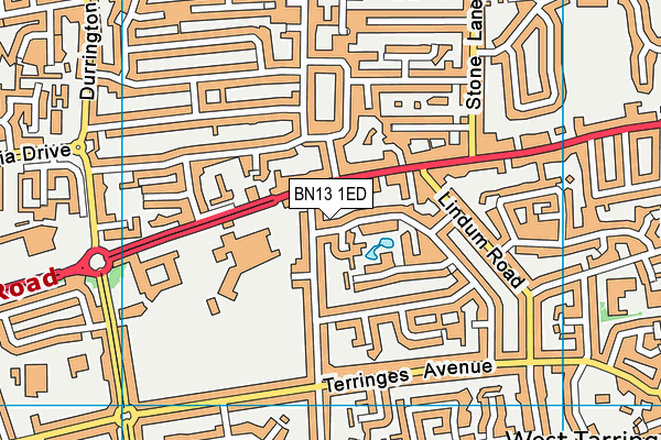 BN13 1ED map - OS VectorMap District (Ordnance Survey)