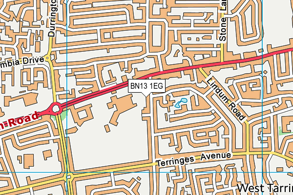 BN13 1EG map - OS VectorMap District (Ordnance Survey)