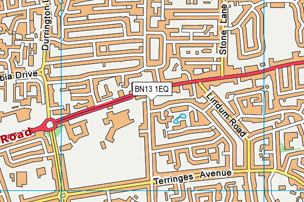 BN13 1EQ map - OS VectorMap District (Ordnance Survey)