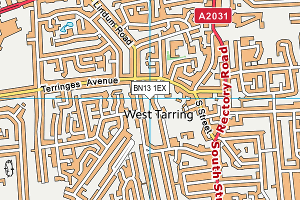 BN13 1EX map - OS VectorMap District (Ordnance Survey)