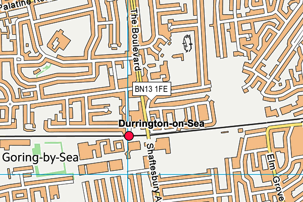 BN13 1FE map - OS VectorMap District (Ordnance Survey)