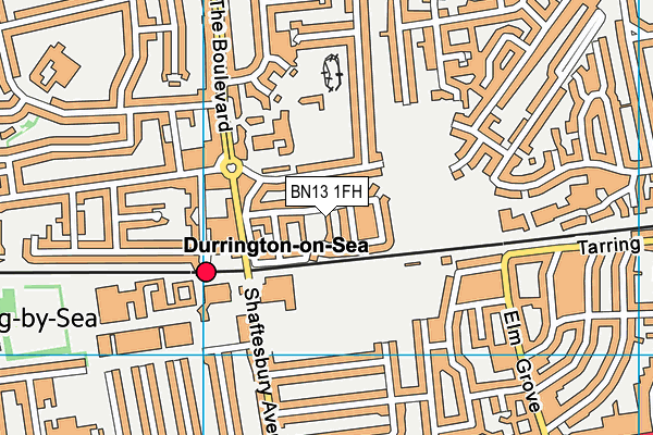 BN13 1FH map - OS VectorMap District (Ordnance Survey)