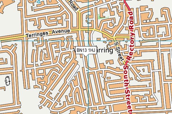 BN13 1HJ map - OS VectorMap District (Ordnance Survey)