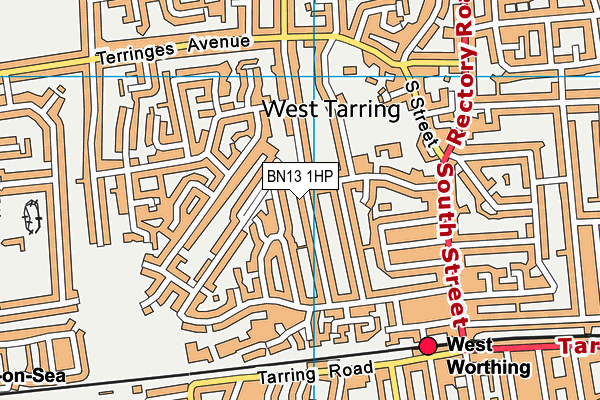 BN13 1HP map - OS VectorMap District (Ordnance Survey)