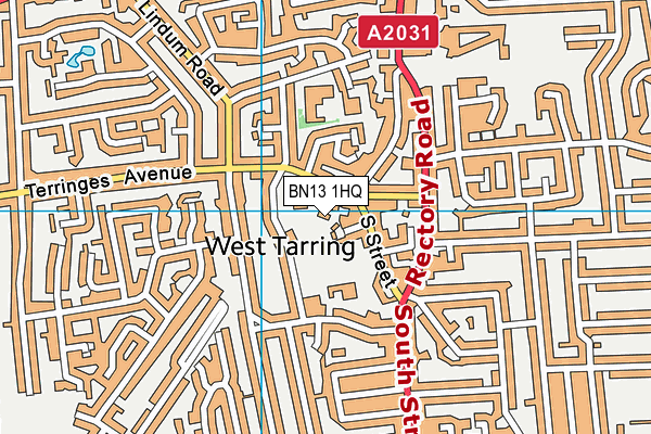 BN13 1HQ map - OS VectorMap District (Ordnance Survey)