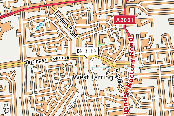 BN13 1HX map - OS VectorMap District (Ordnance Survey)