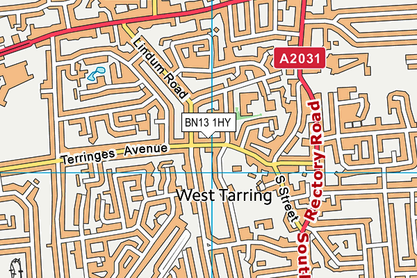 BN13 1HY map - OS VectorMap District (Ordnance Survey)