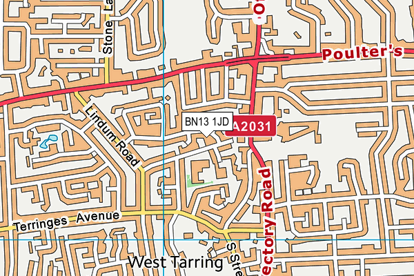 BN13 1JD map - OS VectorMap District (Ordnance Survey)