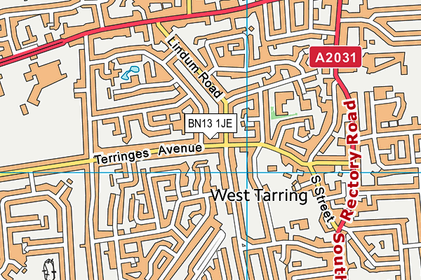 BN13 1JE map - OS VectorMap District (Ordnance Survey)