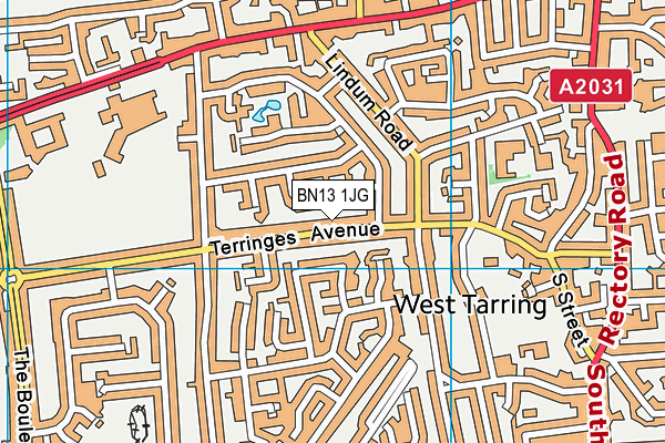 BN13 1JG map - OS VectorMap District (Ordnance Survey)