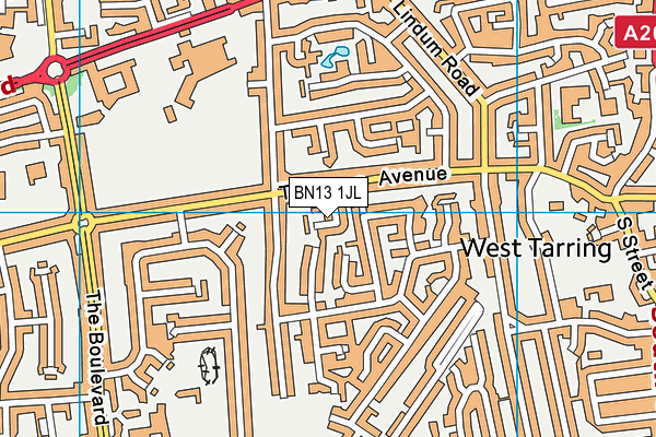 BN13 1JL map - OS VectorMap District (Ordnance Survey)