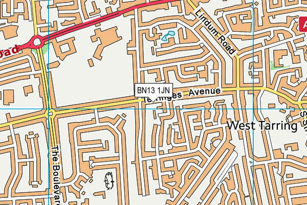 BN13 1JN map - OS VectorMap District (Ordnance Survey)