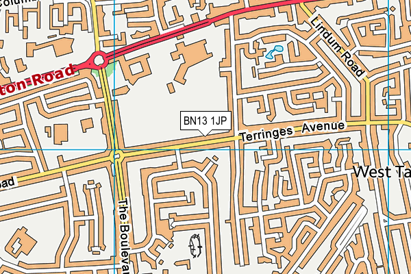 BN13 1JP map - OS VectorMap District (Ordnance Survey)