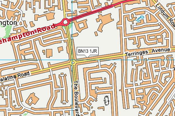 BN13 1JR map - OS VectorMap District (Ordnance Survey)