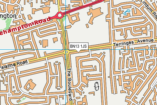 BN13 1JS map - OS VectorMap District (Ordnance Survey)
