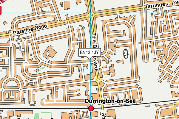 BN13 1JY map - OS VectorMap District (Ordnance Survey)