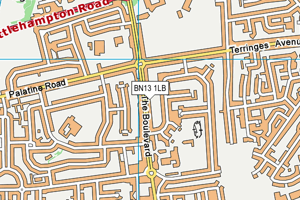 BN13 1LB map - OS VectorMap District (Ordnance Survey)