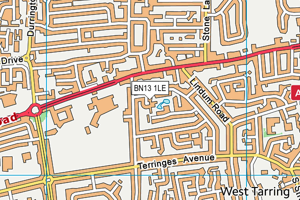 BN13 1LE map - OS VectorMap District (Ordnance Survey)