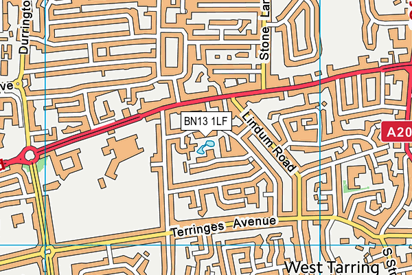 BN13 1LF map - OS VectorMap District (Ordnance Survey)