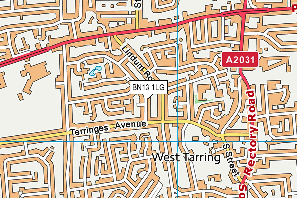 BN13 1LG map - OS VectorMap District (Ordnance Survey)