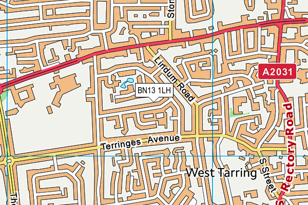 BN13 1LH map - OS VectorMap District (Ordnance Survey)