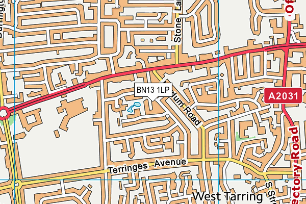 BN13 1LP map - OS VectorMap District (Ordnance Survey)