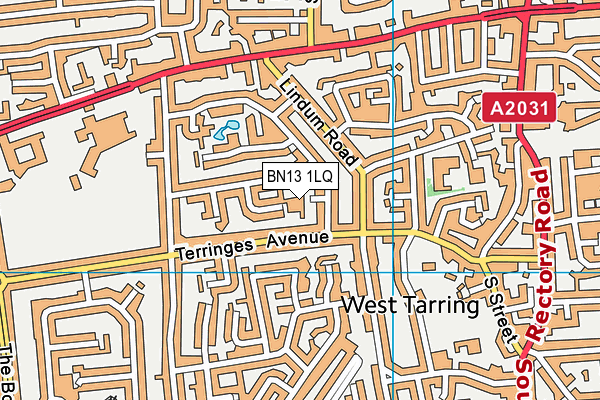BN13 1LQ map - OS VectorMap District (Ordnance Survey)