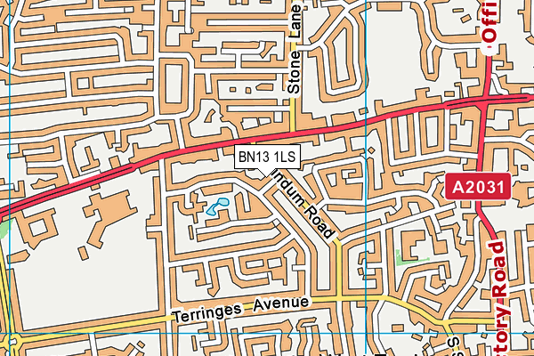 BN13 1LS map - OS VectorMap District (Ordnance Survey)