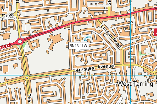 BN13 1LW map - OS VectorMap District (Ordnance Survey)