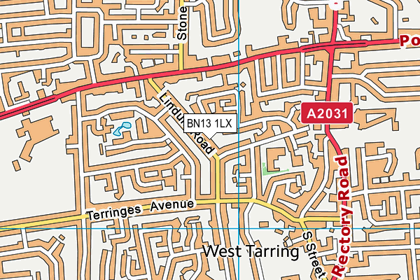 BN13 1LX map - OS VectorMap District (Ordnance Survey)
