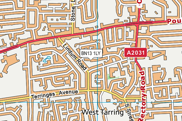 BN13 1LY map - OS VectorMap District (Ordnance Survey)