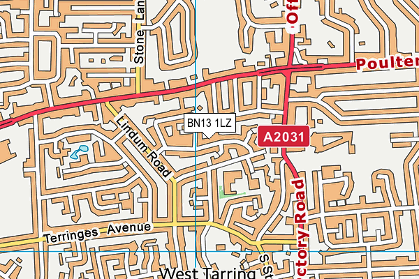 BN13 1LZ map - OS VectorMap District (Ordnance Survey)