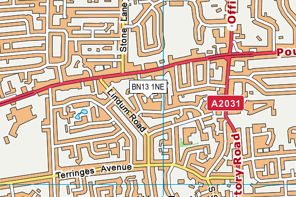 BN13 1NE map - OS VectorMap District (Ordnance Survey)