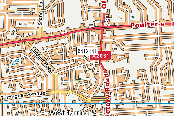 BN13 1NJ map - OS VectorMap District (Ordnance Survey)