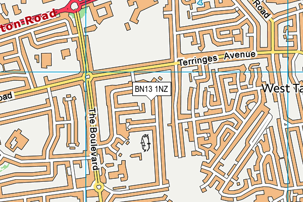 BN13 1NZ map - OS VectorMap District (Ordnance Survey)