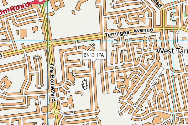 BN13 1PA map - OS VectorMap District (Ordnance Survey)