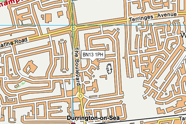 BN13 1PH map - OS VectorMap District (Ordnance Survey)