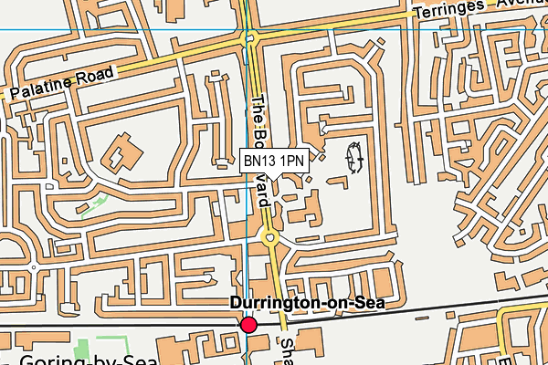 BN13 1PN map - OS VectorMap District (Ordnance Survey)