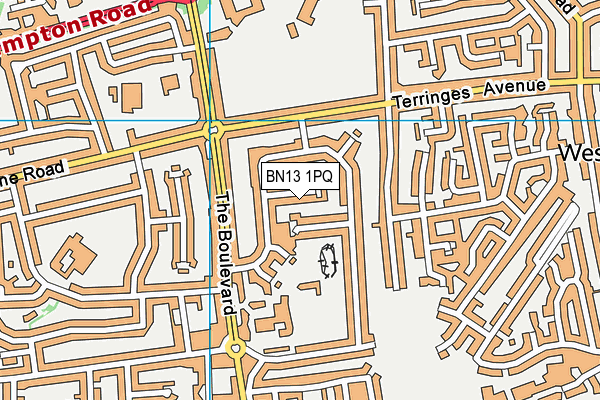 BN13 1PQ map - OS VectorMap District (Ordnance Survey)