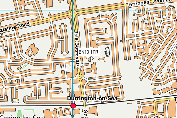 BN13 1PR map - OS VectorMap District (Ordnance Survey)