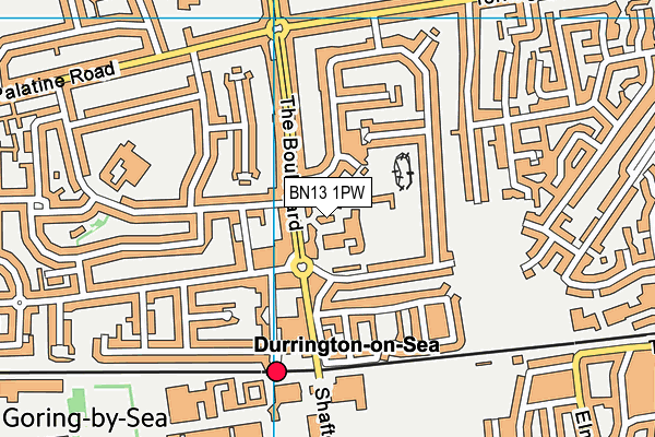 BN13 1PW map - OS VectorMap District (Ordnance Survey)