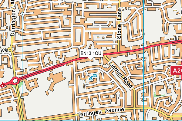 BN13 1QU map - OS VectorMap District (Ordnance Survey)