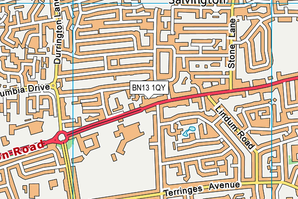 BN13 1QY map - OS VectorMap District (Ordnance Survey)