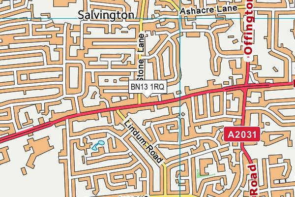 BN13 1RQ map - OS VectorMap District (Ordnance Survey)