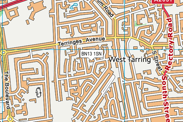 BN13 1SN map - OS VectorMap District (Ordnance Survey)