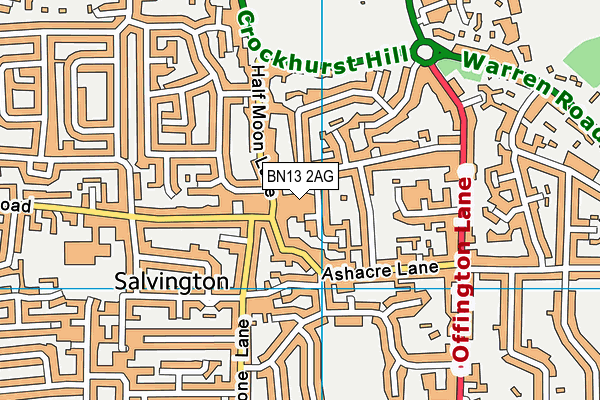 BN13 2AG map - OS VectorMap District (Ordnance Survey)