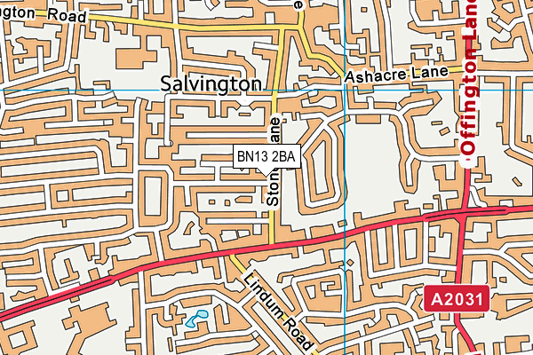 BN13 2BA map - OS VectorMap District (Ordnance Survey)