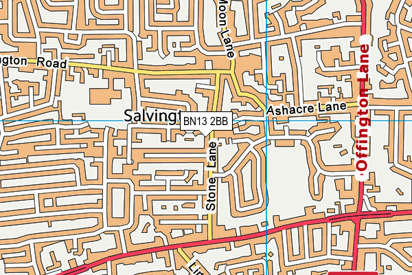 BN13 2BB map - OS VectorMap District (Ordnance Survey)